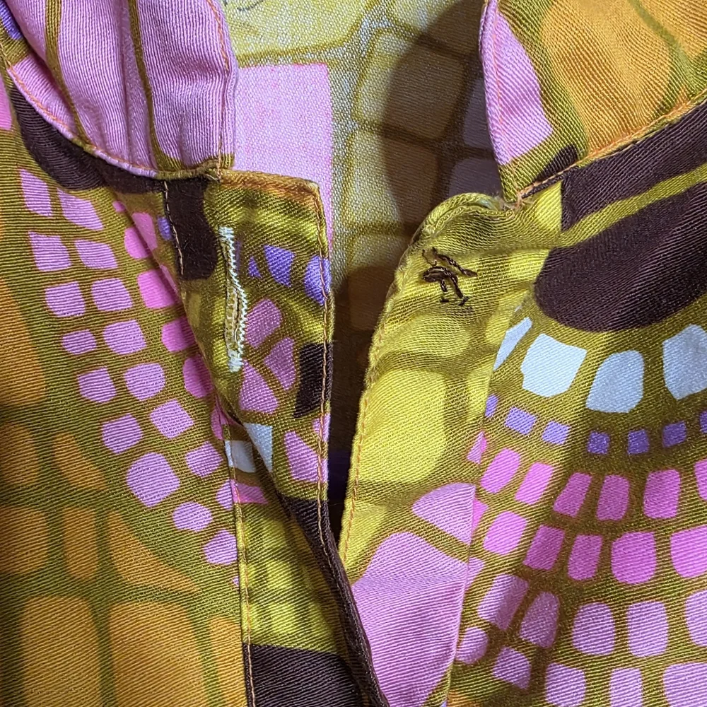 Vintage 1960s Penthouse Gallery Japan Mod Tunic Dress Pink Brown Geometric XL - Picture 9 of 9